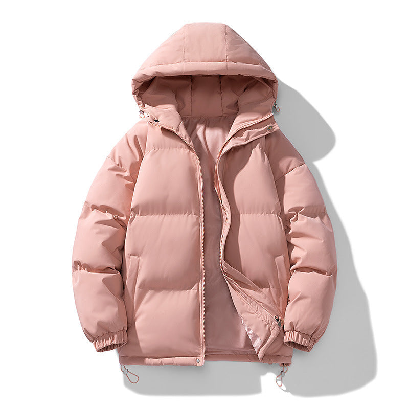 Men's Quilted Puffer Winter Jacket with Hood and Zip Closure