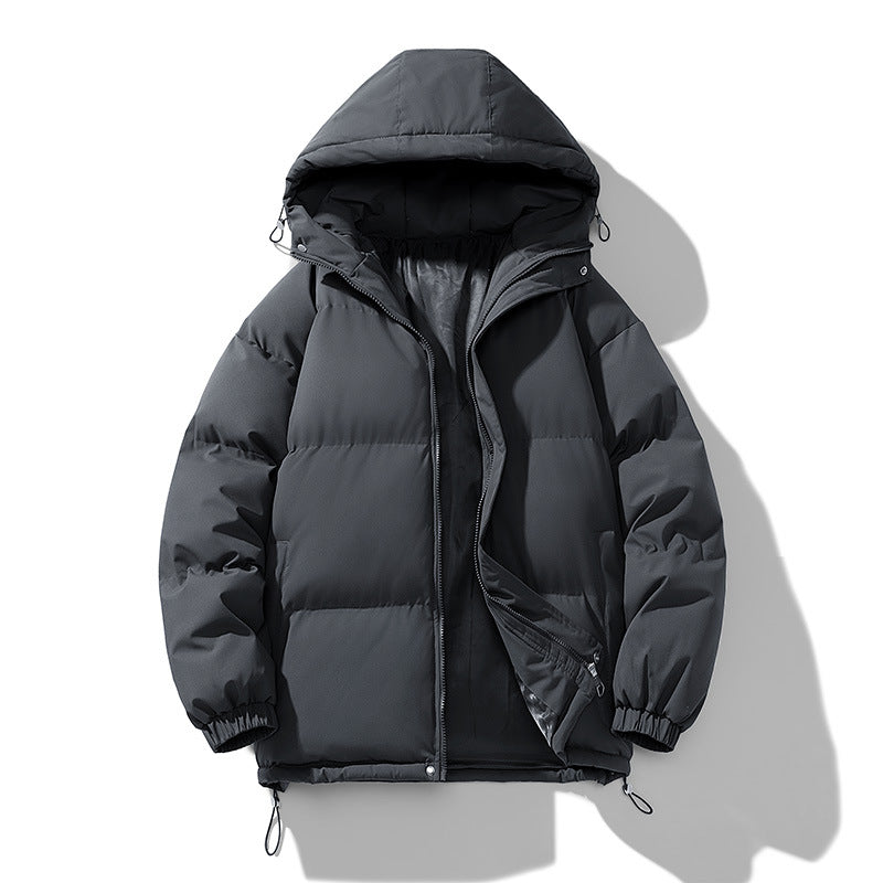 Men's Quilted Puffer Winter Jacket with Hood and Zip Closure