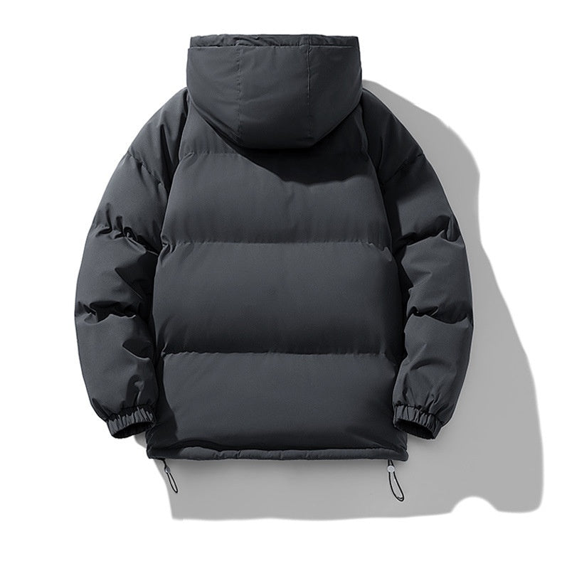 Men's Quilted Puffer Winter Jacket with Hood and Zip Closure