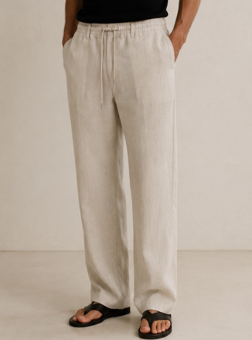 Relaxed Linen Trousers Beige